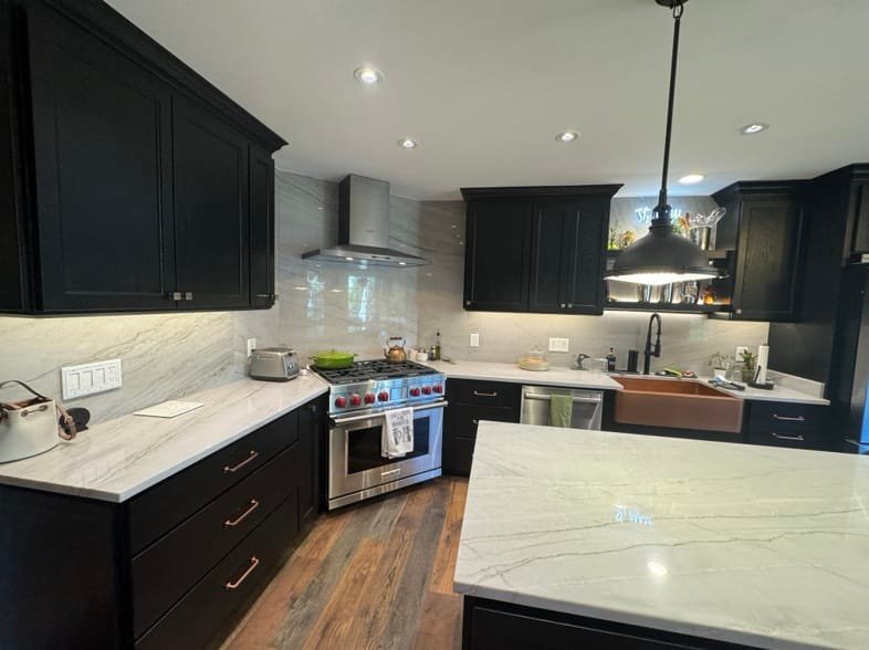 Black cabinets