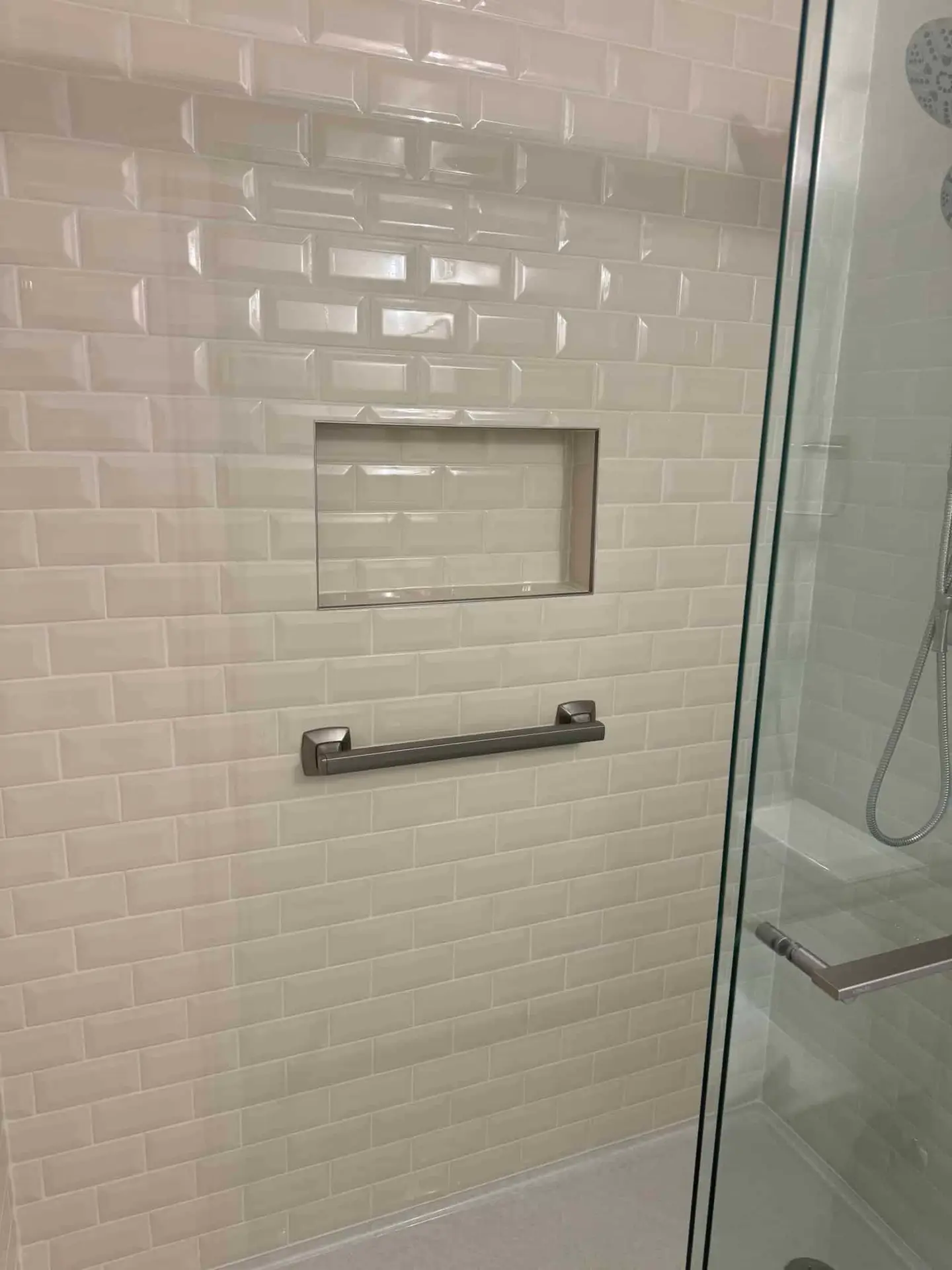 Basement Bathroom Addition Subway Tile Shower Millersville MD After