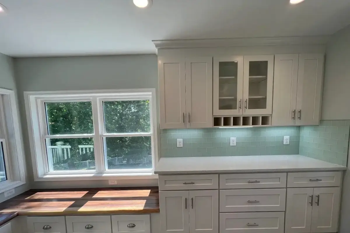 Custom kitchen remodel with bench seating in a 1940s Armistead Gardens home