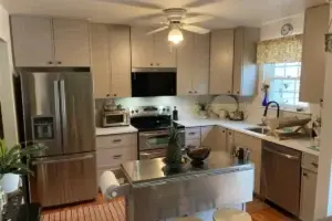Kitchen remodel with gray cabinets in a Rosedale Baltimore County split-level home